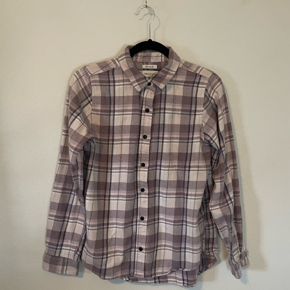 THREAD & SUPPLY Pastel Pink and Purple Flannel Jacket Shirt